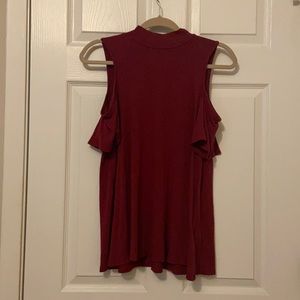 Maroon open shoulder top
